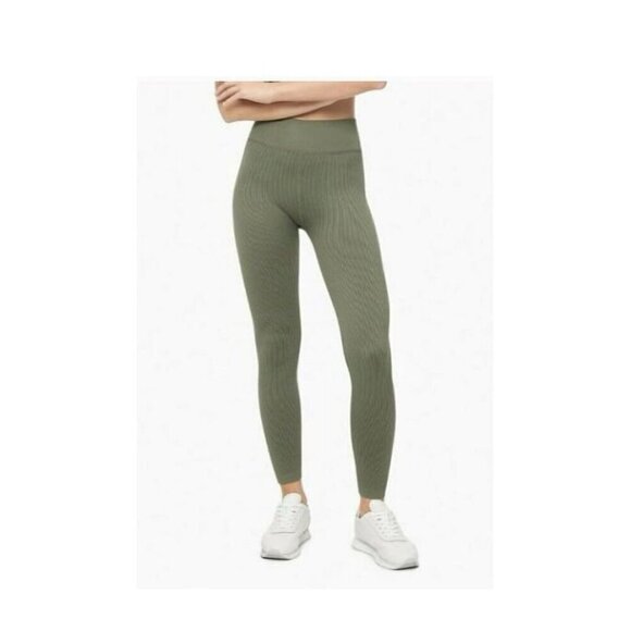 Calvin Klein Performance Womens Ribbed High Waist Full Length Leggings, Green - Picture 1 of 7